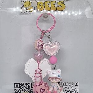 Pink Heart Keychain for Kids